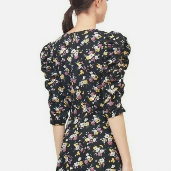 NWT REBECCA TAYLOR LA VIE WINTER POSEY FLORAL PRINT SILK TWILL DRESS SIZE M - Picture 4 of 11